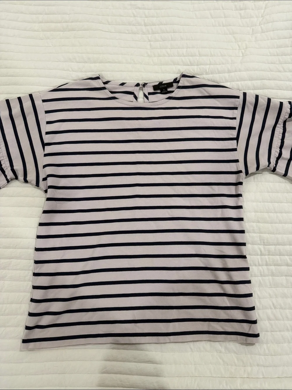 J. Crew Navy and Light Pink Striped Short Sleeve Tee